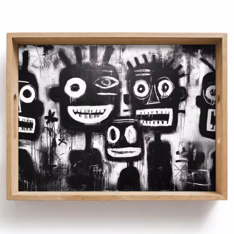 Schilderij - Figuren - Zwart - Abstract Dienblad Rechthoek middel -z3d_shopping