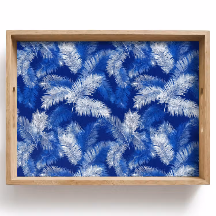 Palmblad - Patroon - Blauw Dienblad Rechthoek middel 911 -z3d_shopping