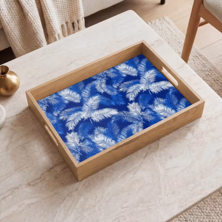 Palmblad - Patroon - Blauw Dienblad Rechthoek middel 911 -sfeer1