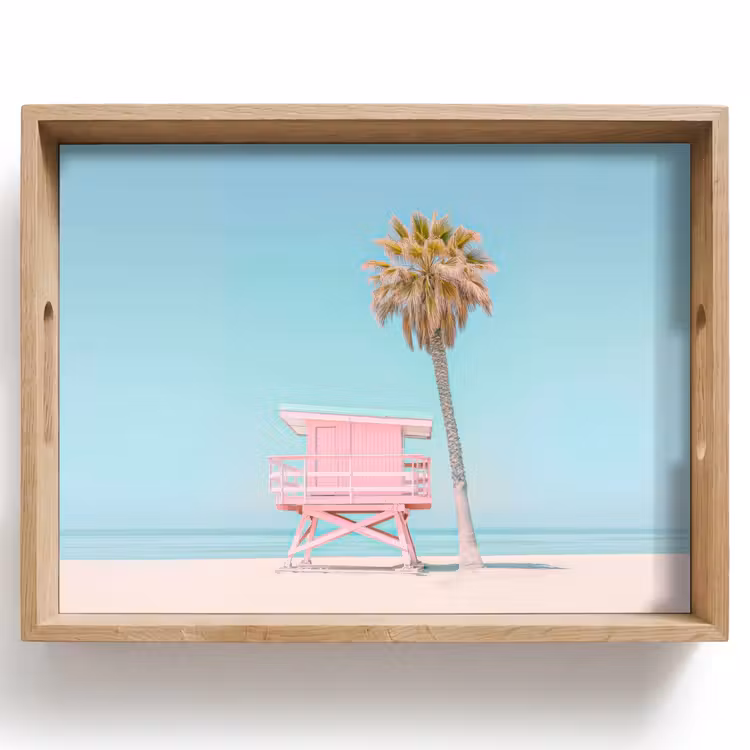 Palmboom - Strandhuis - Roze Dienblad Rechthoek middel -z3d_shopping