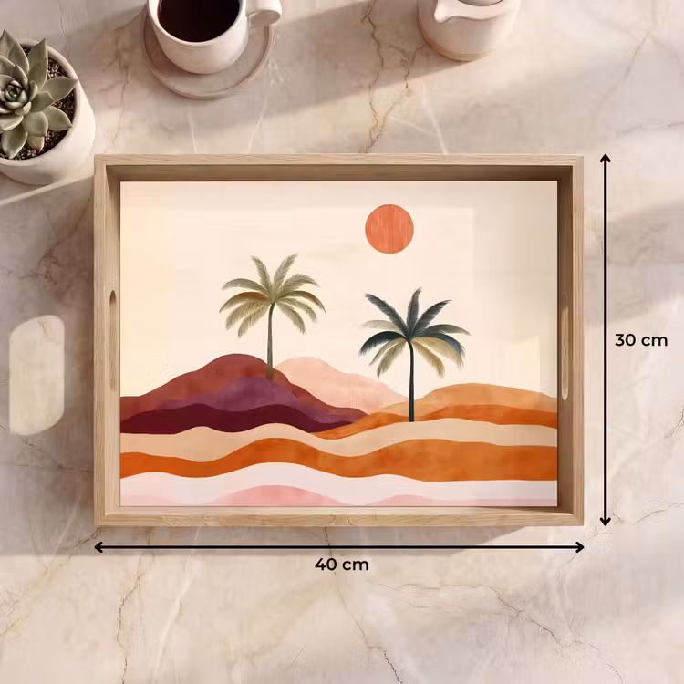 Palmbomen - Abstract - Zon - Heuvels Dienblad Rechthoek middel -USP_Formaat
