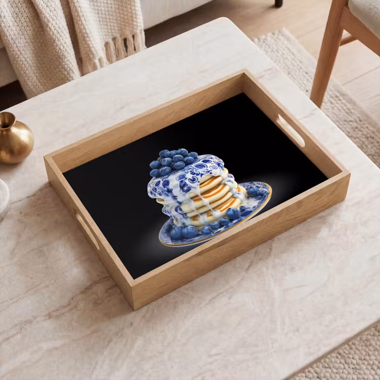 Pannenkoeken - Blauwe Bessen - Bord Dienblad Rechthoek middel -sfeer1