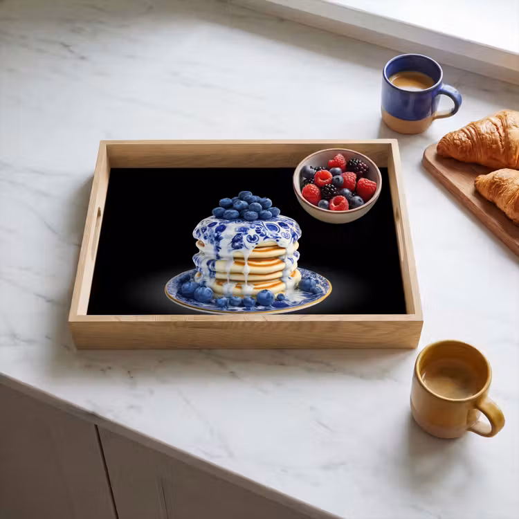 Pannenkoeken - Blauwe Bessen - Bord Dienblad Rechthoek middel -sfeer2