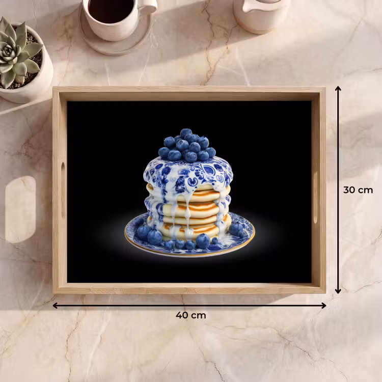 Pannenkoeken - Blauwe Bessen - Bord Dienblad Rechthoek middel -USP_Formaat