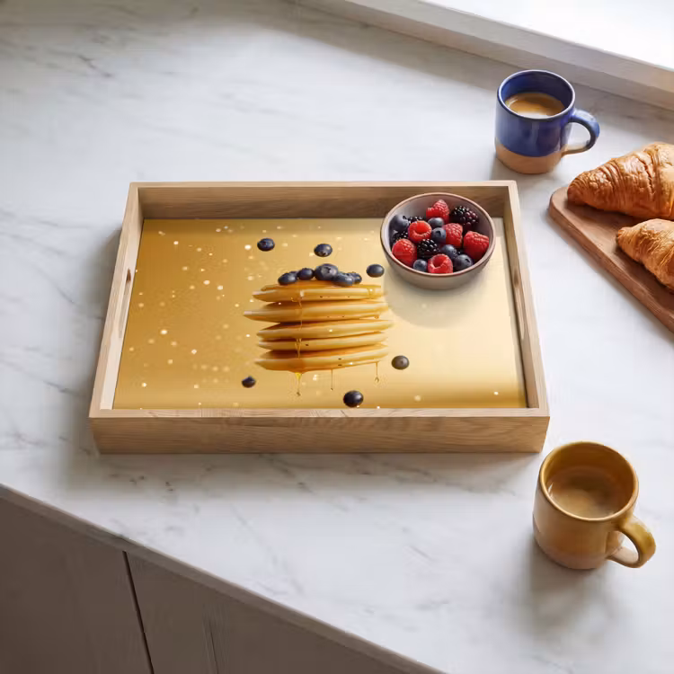 Pannenkoeken - Eten - Honing - Geel Dienblad Rechthoek middel -sfeer2