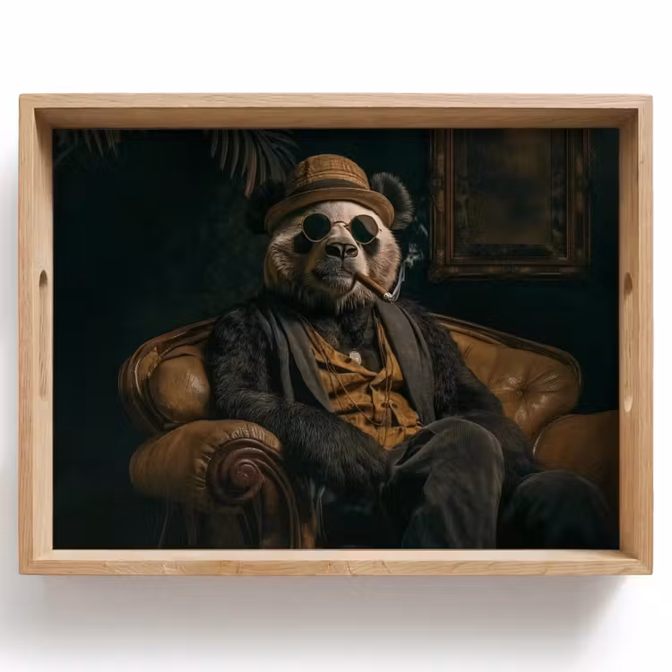 Panda - Hoed - Bril - Pak Dienblad Rechthoek middel -z3d_shopping