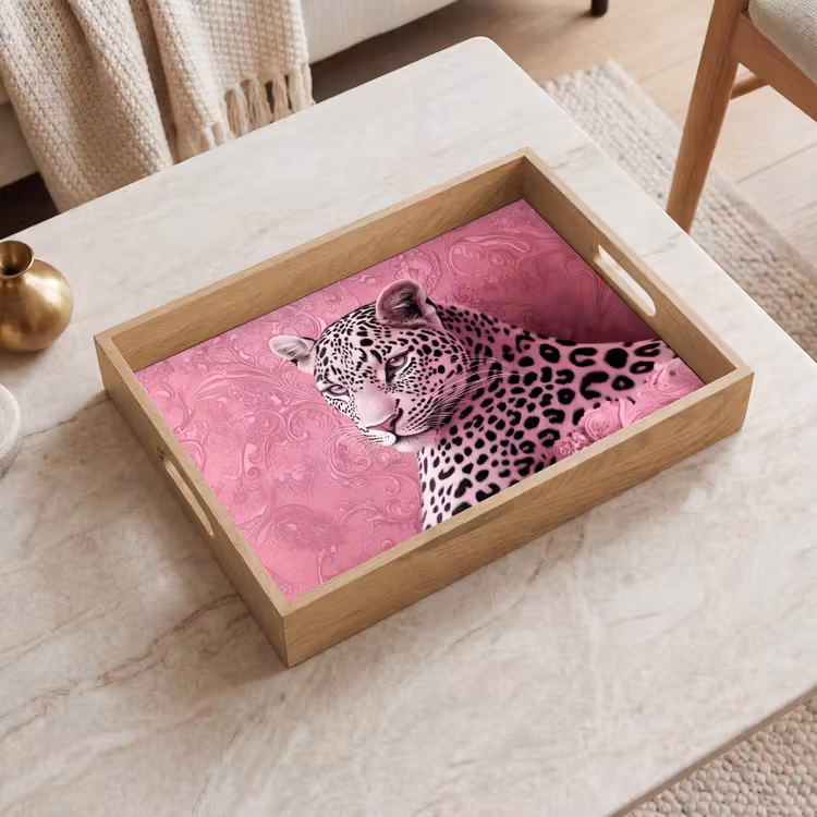 Panter - Luxe - Roze Dienblad Rechthoek middel -sfeer1
