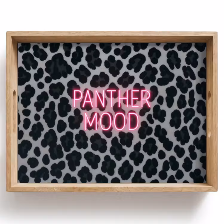 Panterprint - Zwart - Neonletters - Roze Dienblad Rechthoek middel -z3d_shopping