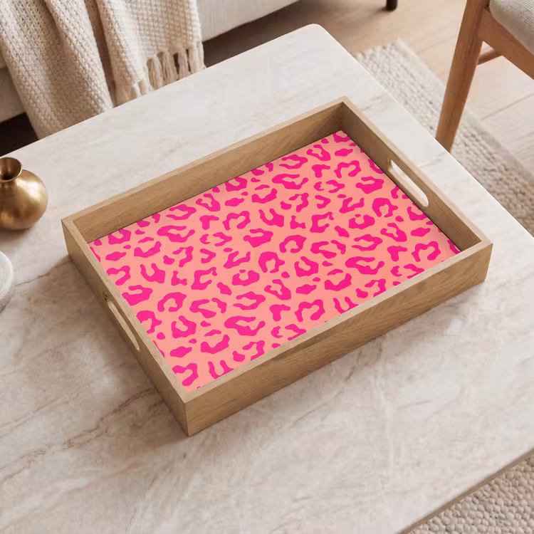 Panterprint - Roze - Dierenprint - Minimalistisch Dienblad Rechthoek middel -sfeer1