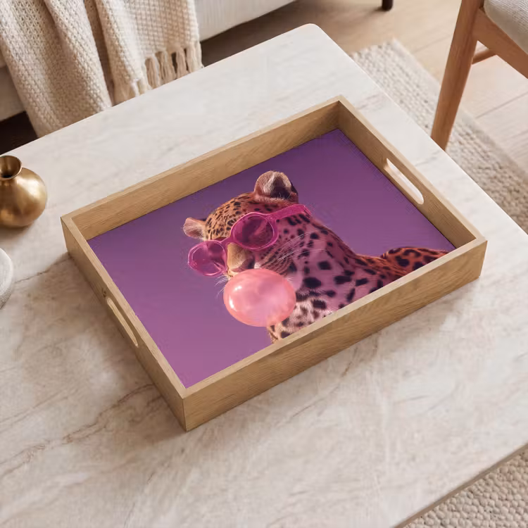 Panter - Zonnebril - Kauwgombel - Roze Dienblad Rechthoek middel -sfeer1