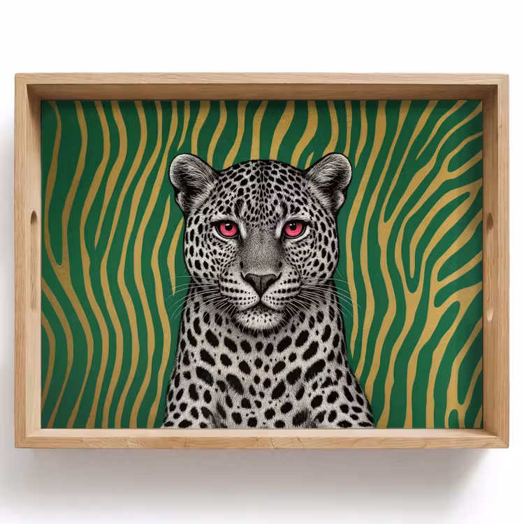 Panter - Zebrapatroon - Groen Dienblad Rechthoek middel -z3d_shopping