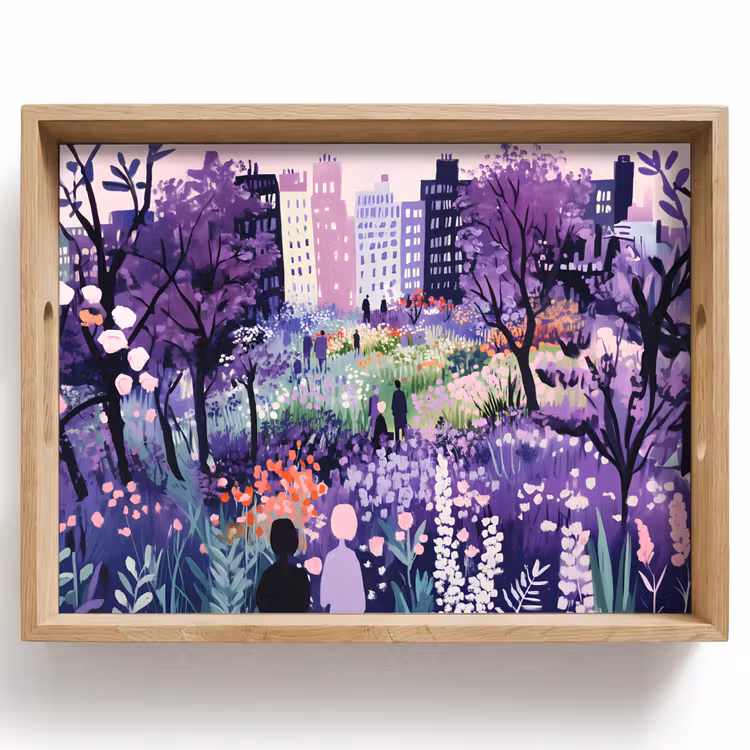 Park - Bomen - Bloemen - Gebouwen Dienblad Rechthoek middel -z3d_shopping