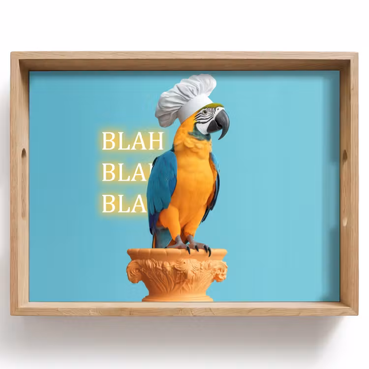 Papegaai - Koksmuts - Quote - Neon Dienblad Rechthoek middel -z3d_shopping