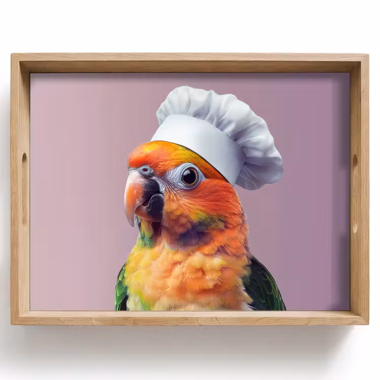 Papegaai - Koksmuts - Nieuwsgierig - Vogel Dienblad Rechthoek middel -z3d_shopping