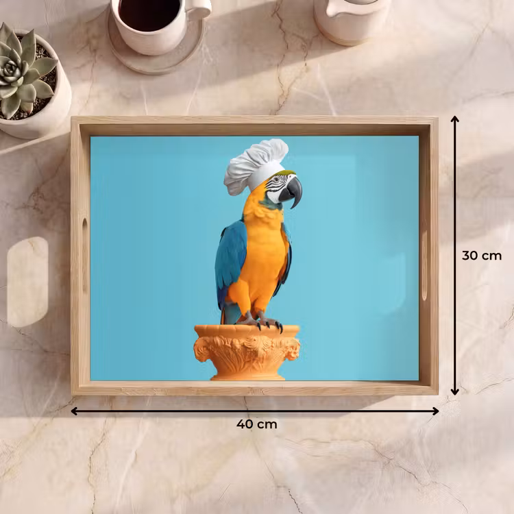 Papegaai - Koksmuts - Grappig - Vogel Dienblad Rechthoek middel -USP_Formaat