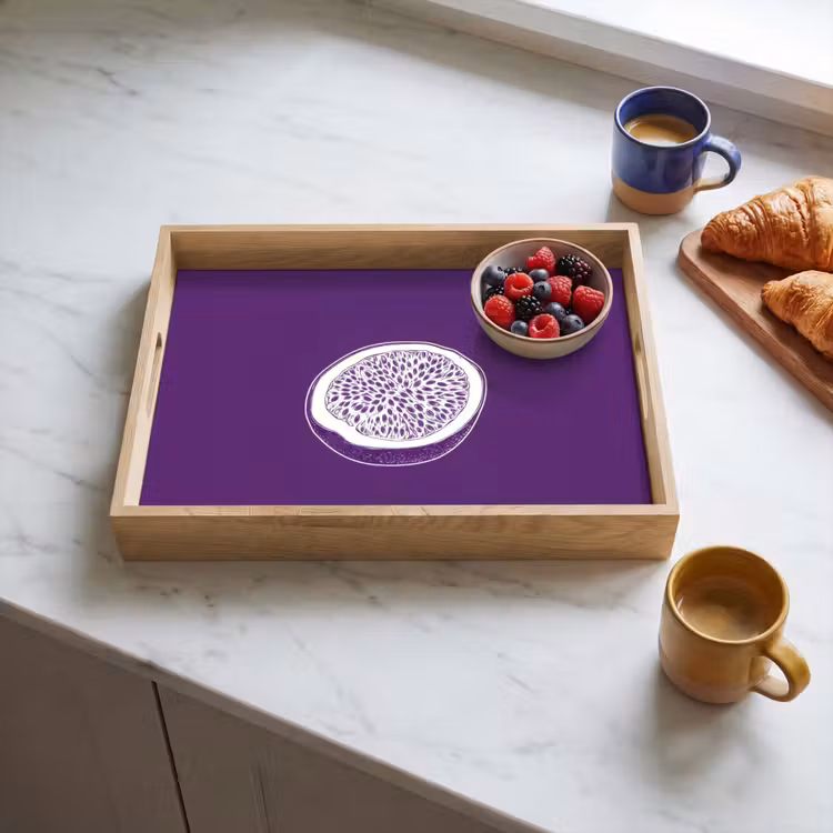 Passievrucht - Zaadjes - Paars - Minimalistisch Dienblad Rechthoek middel -sfeer2