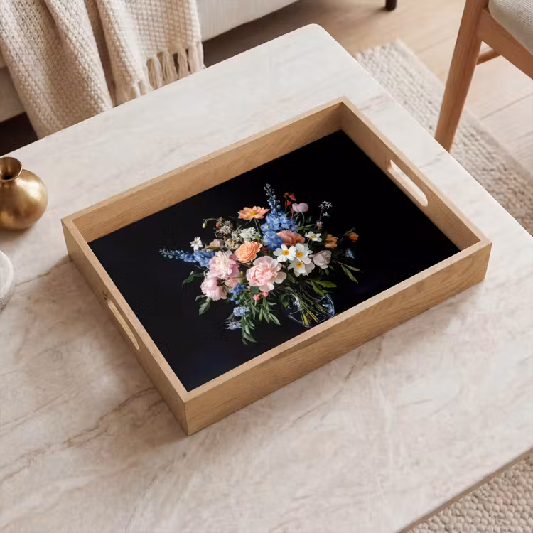 Pastel - Bloemen - Glazen - Vaas Dienblad Rechthoek middel -sfeer1
