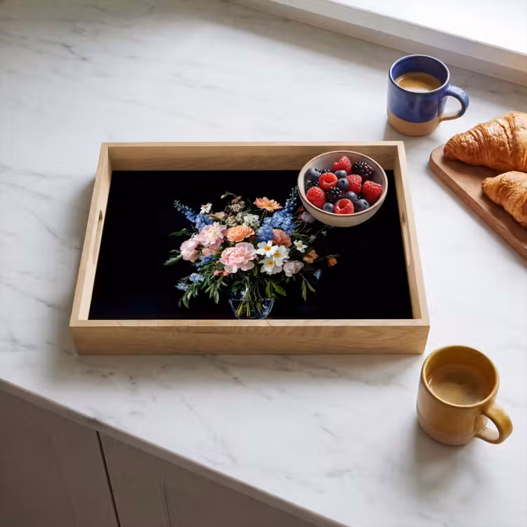 Pastel - Bloemen - Glazen - Vaas Dienblad Rechthoek middel -sfeer2