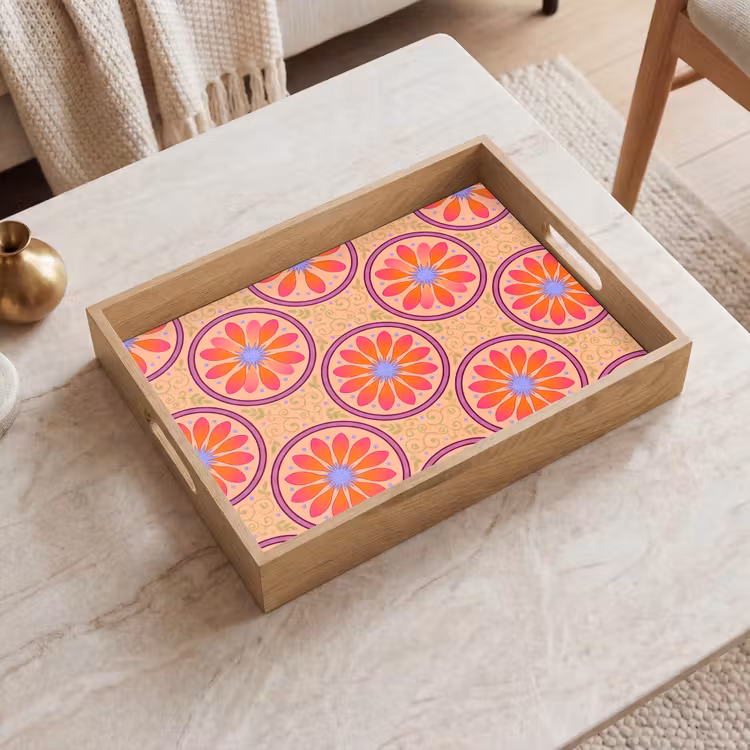 Patroon - Bloemen - Decoratief - Kleurrijk - Modern Dienblad Rechthoek middel -sfeer1