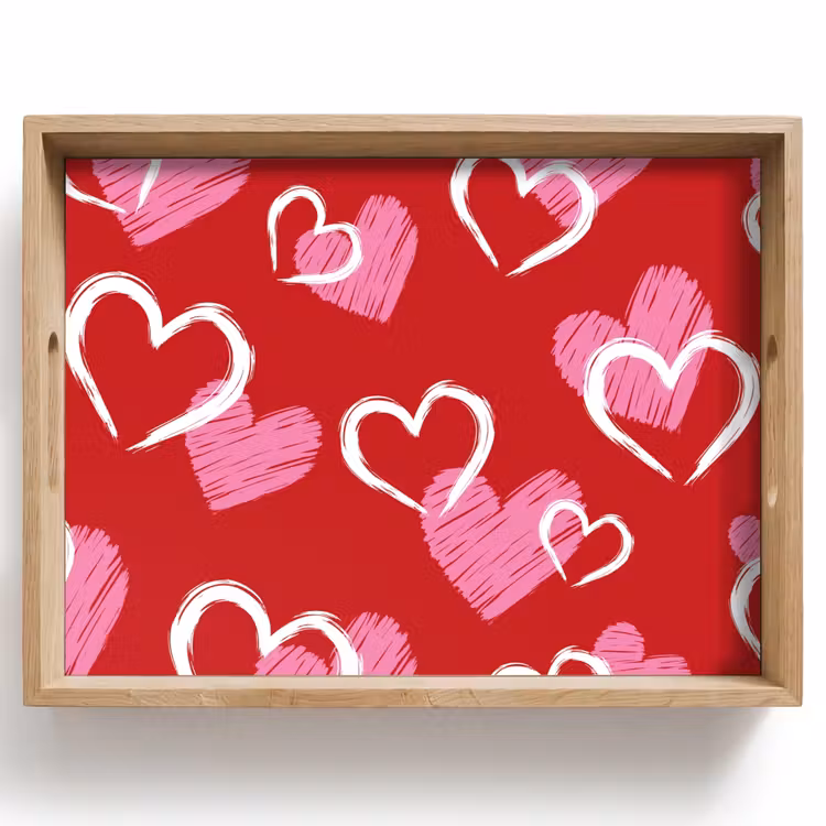Patroon - Hartjes - Roze - Valentijn Dienblad Rechthoek middel -z3d_shopping