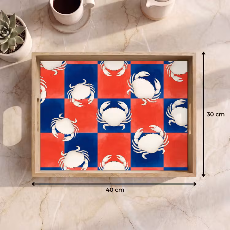 Patroon - Zeeleven - Rood - Blauw - Abstract Dienblad Rechthoek middel -USP_Formaat