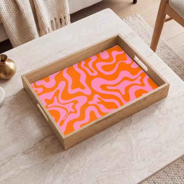 Patroon - Roze - Oranje - Abstract - Modern Dienblad Rechthoek middel -sfeer1