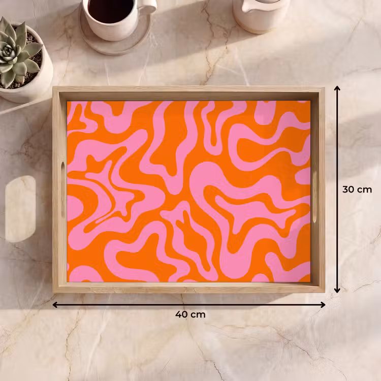 Patroon - Roze - Oranje - Abstract - Modern Dienblad Rechthoek middel -USP_Formaat