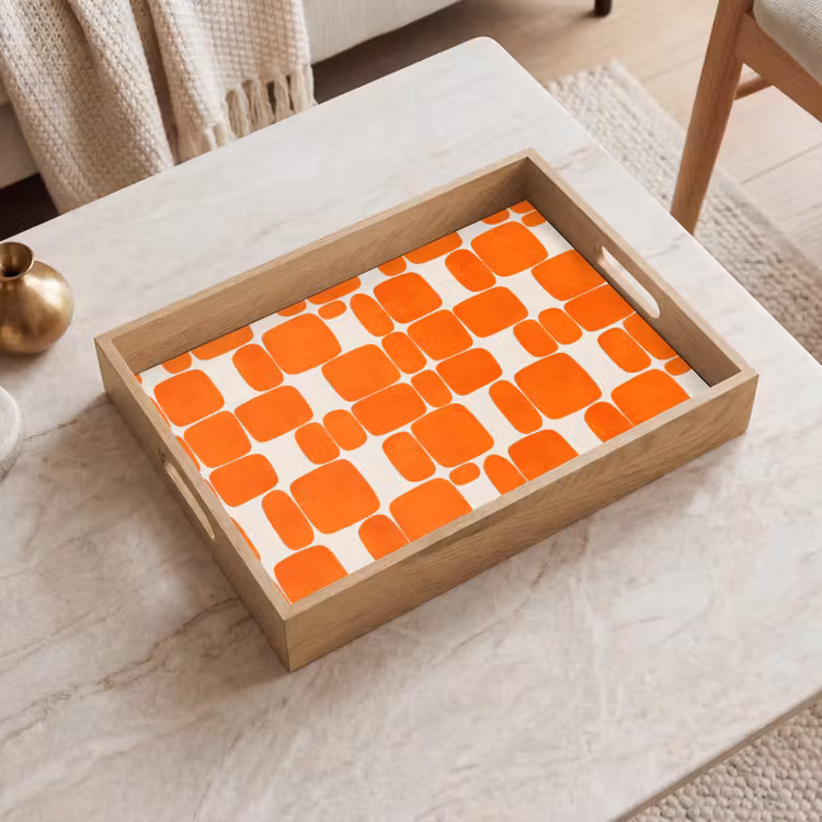 Patroon - Retro - Oranje Dienblad Rechthoek middel 911 -sfeer1