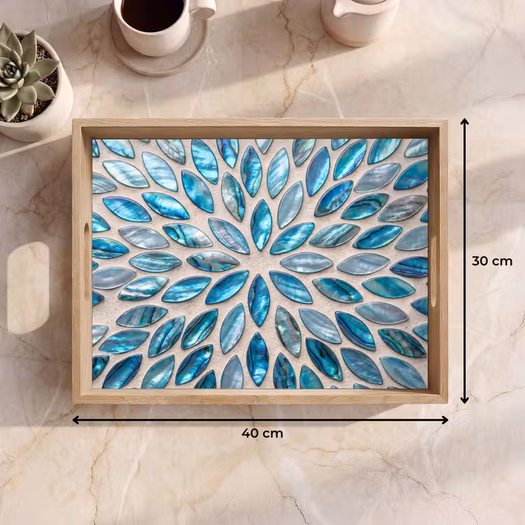 Patroon - Glans - Abstract - Blauw - Decoratie Dienblad Rechthoek middel -USP_Formaat