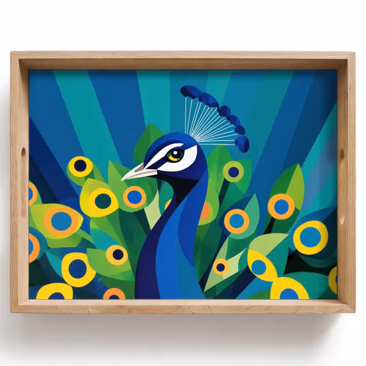 Pauw - Cirkels - Blauw Dienblad Rechthoek middel -z3d_shopping