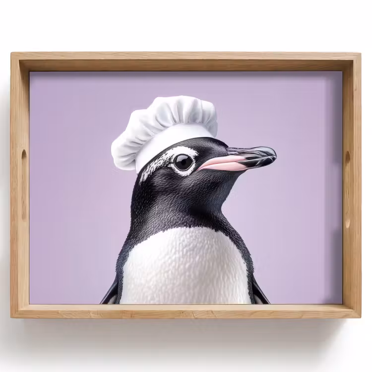 Pinguïn - Koksmuts - Lief - Paars Dienblad Rechthoek middel -z3d_shopping