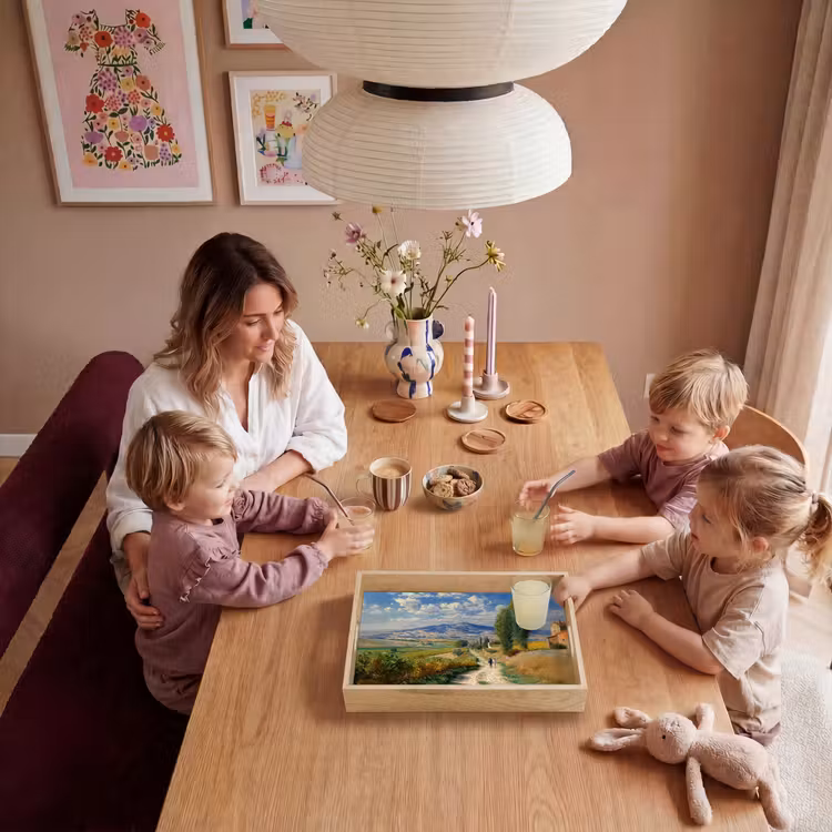 Mensen - Wandelen - Zandpad - Velden Dienblad Rechthoek middel -sfeer4