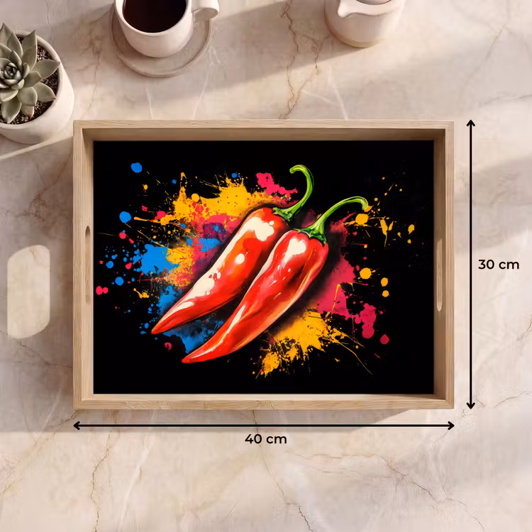Peper - Graffiti - Verf - Abstract - Modern - Kleurrijk Dienblad Rechthoek middel -USP_Formaat