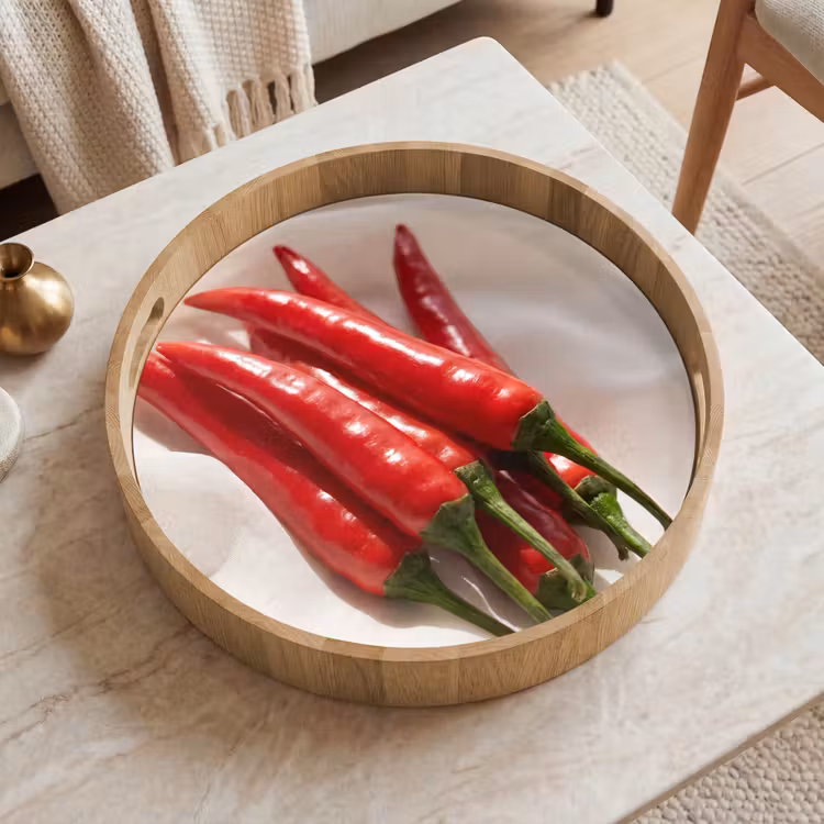 Tray - Pepper - Red - Food - Peper - Rood - Eten Dienblad Rond middel