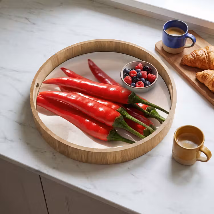 Tray - Pepper - Red - Food - Peper - Rood - Eten Dienblad Rond middel