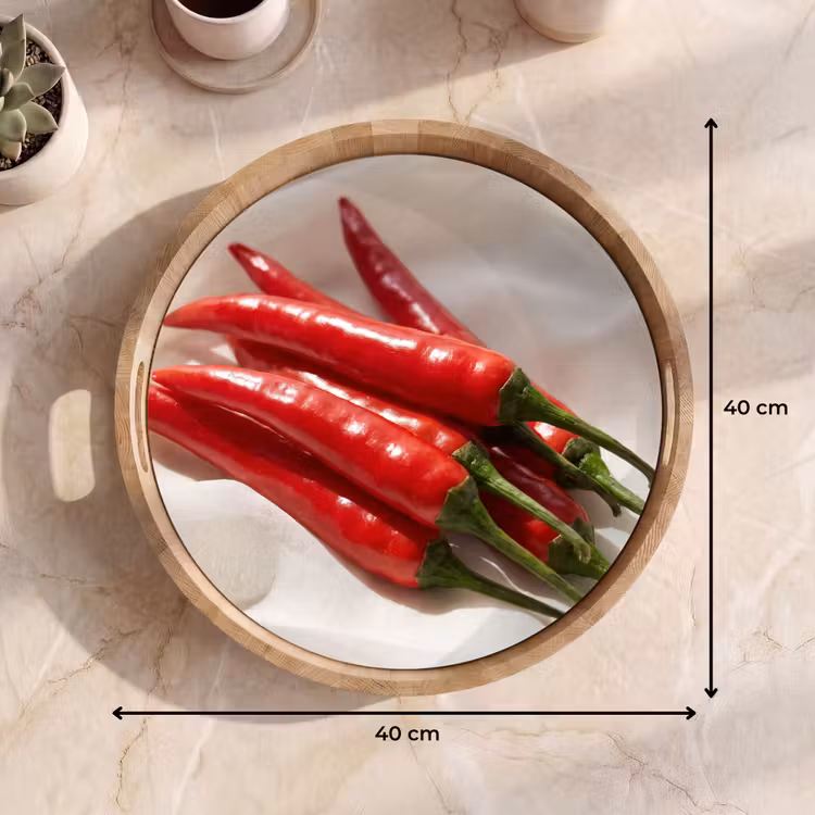 Tray - Pepper - Red - Food - Peper - Rood - Eten Dienblad Rond middel