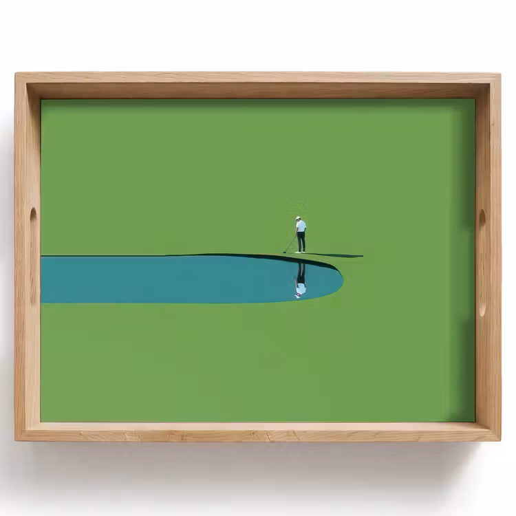 Persoon - Golf - Water - Blauw Dienblad Rechthoek middel -z3d_shopping