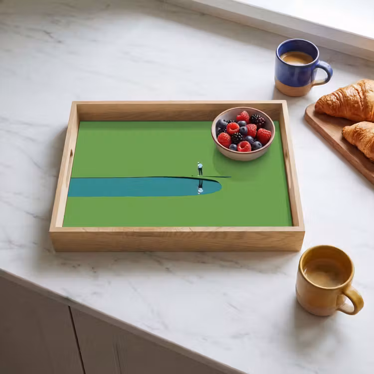 Persoon - Golf - Water - Blauw Dienblad Rechthoek middel -sfeer2
