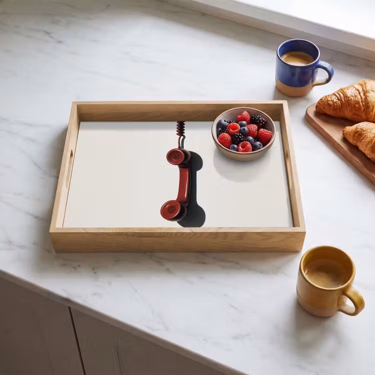 Telefoon - Koord - Rood - Minimalistisch Dienblad Rechthoek middel -sfeer2