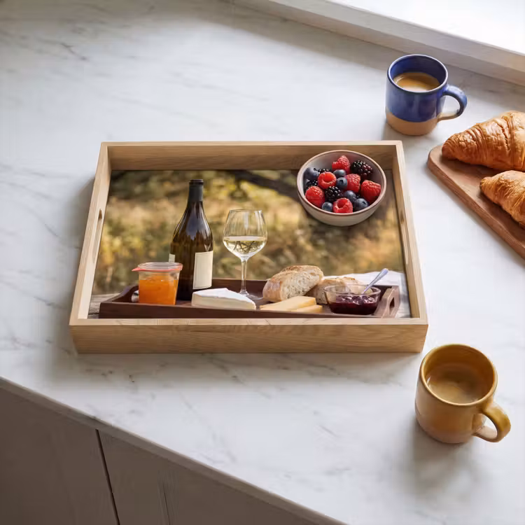 Picknick - Wijn - Kaasplankje Dienblad Rechthoek middel -sfeer2