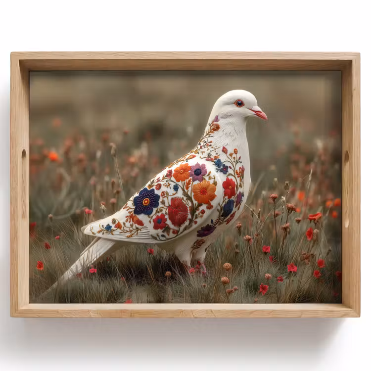 Duif - Bloemen - Natuur Dienblad Rechthoek middel -z3d_shopping