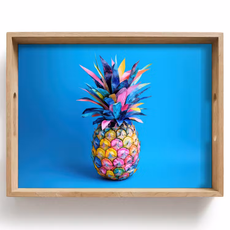 Ananas - Blauw - Tropisch - Vrolijk Dienblad Rechthoek middel -z3d_shopping