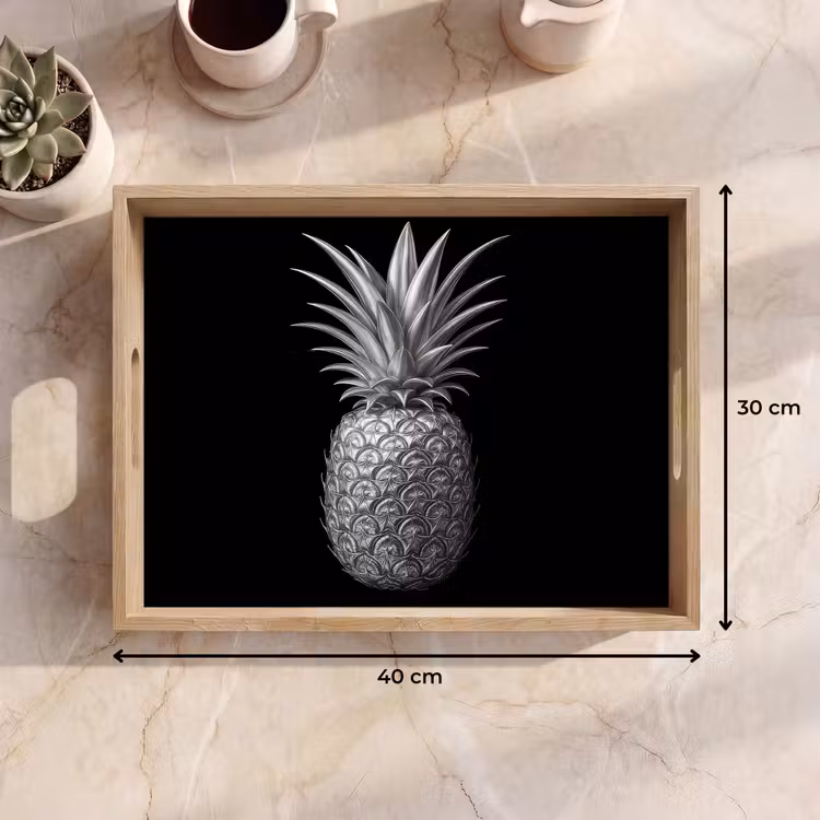 Ananas - Gedetailleerd - Bladeren Dienblad Rechthoek middel -USP_Formaat