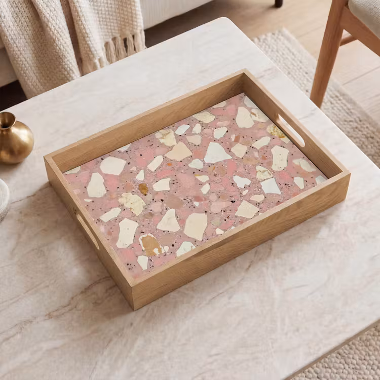 Roze - Decoratie - Stenen - Terrazzo Dienblad Rechthoek middel -sfeer1