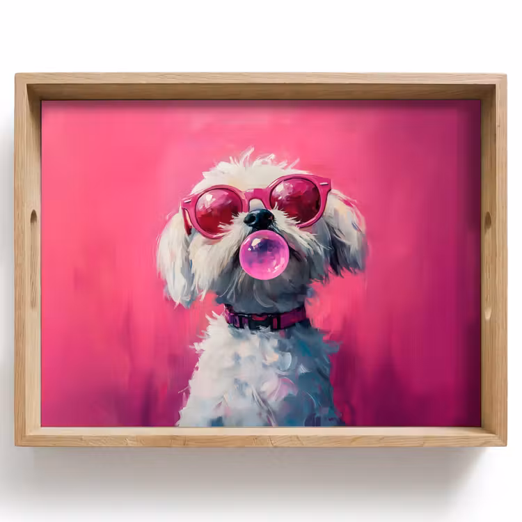 Pink - Hond - Bubbel Dienblad Rechthoek middel -z3d_shopping
