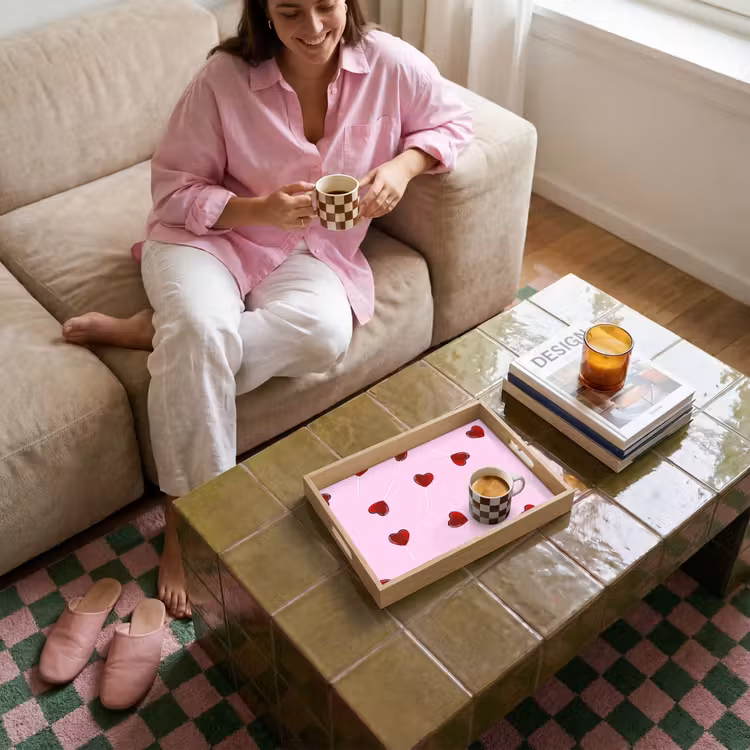Roze - Hart - Lolly - Snoep Dienblad Rechthoek middel -sfeer3