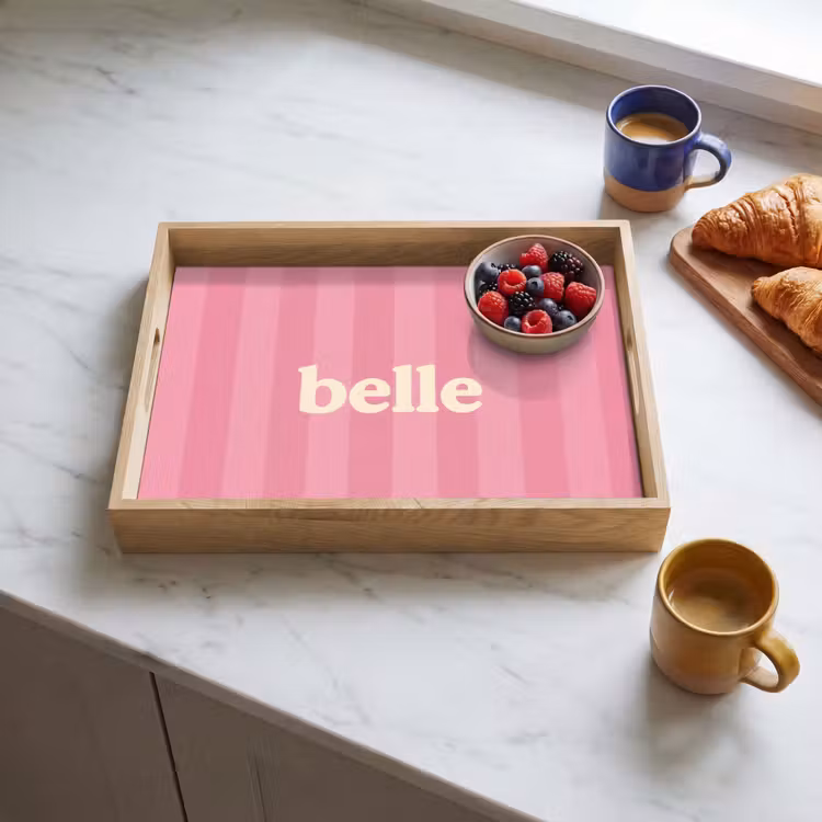 Roze - Gestreept - Belle Dienblad Rechthoek middel -sfeer2
