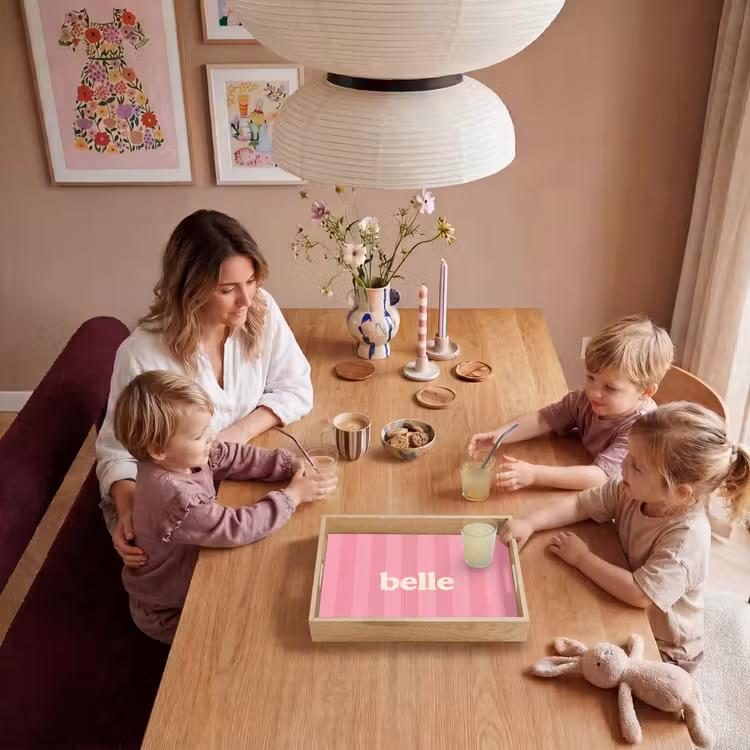 Roze - Gestreept - Belle Dienblad Rechthoek middel -sfeer4