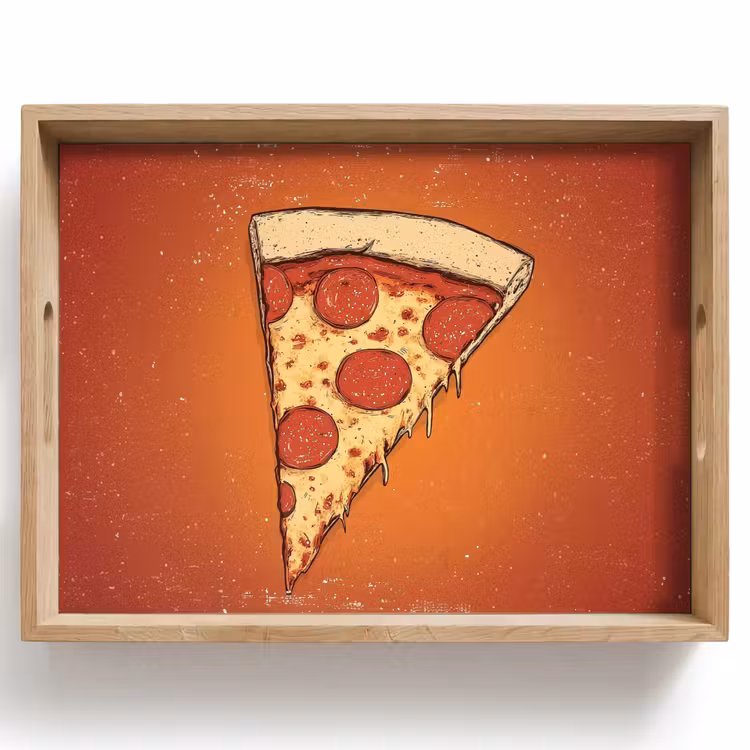 Pizza - Kaas - Rood - Pepperoni Dienblad Rechthoek middel -z3d_shopping