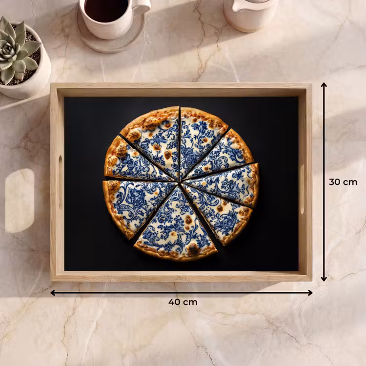Pizza - Eten - Delftsblauw Dienblad Rechthoek middel -USP_Formaat